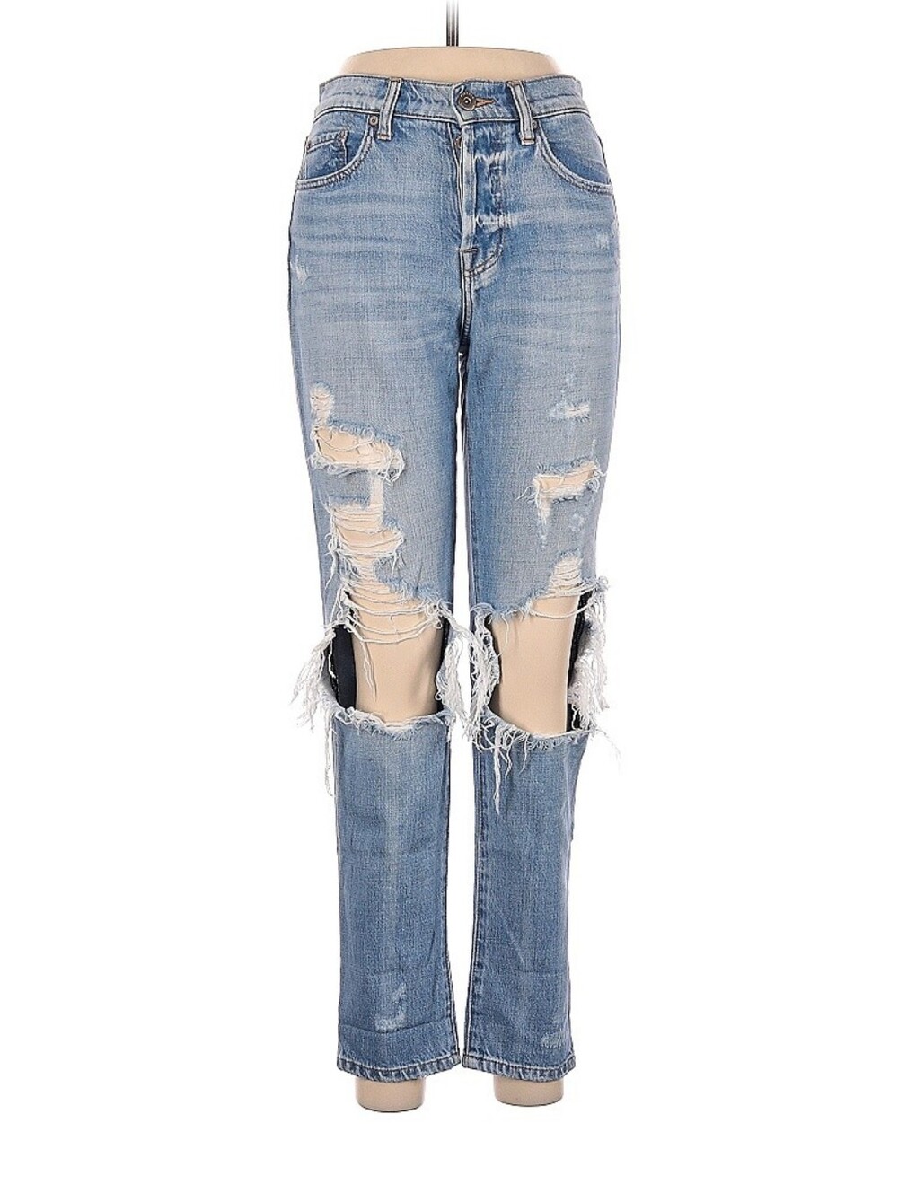 Pistola sturdy rigid denim ripped destroyed boyfriend straight jeans 25 presley